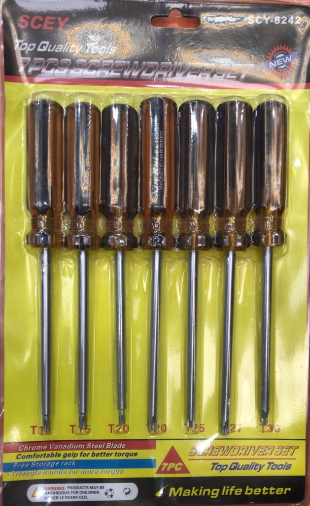 SCREW DRIVER STAR 7PCS SET SCY8242