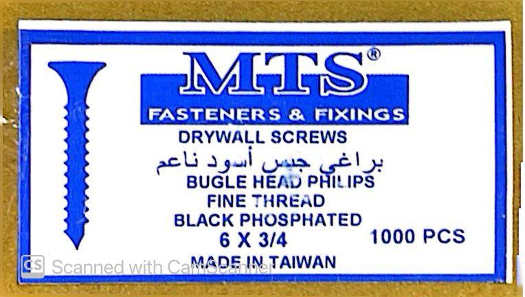 S/C S/C SCREW GIPS BLACK 6X3/4