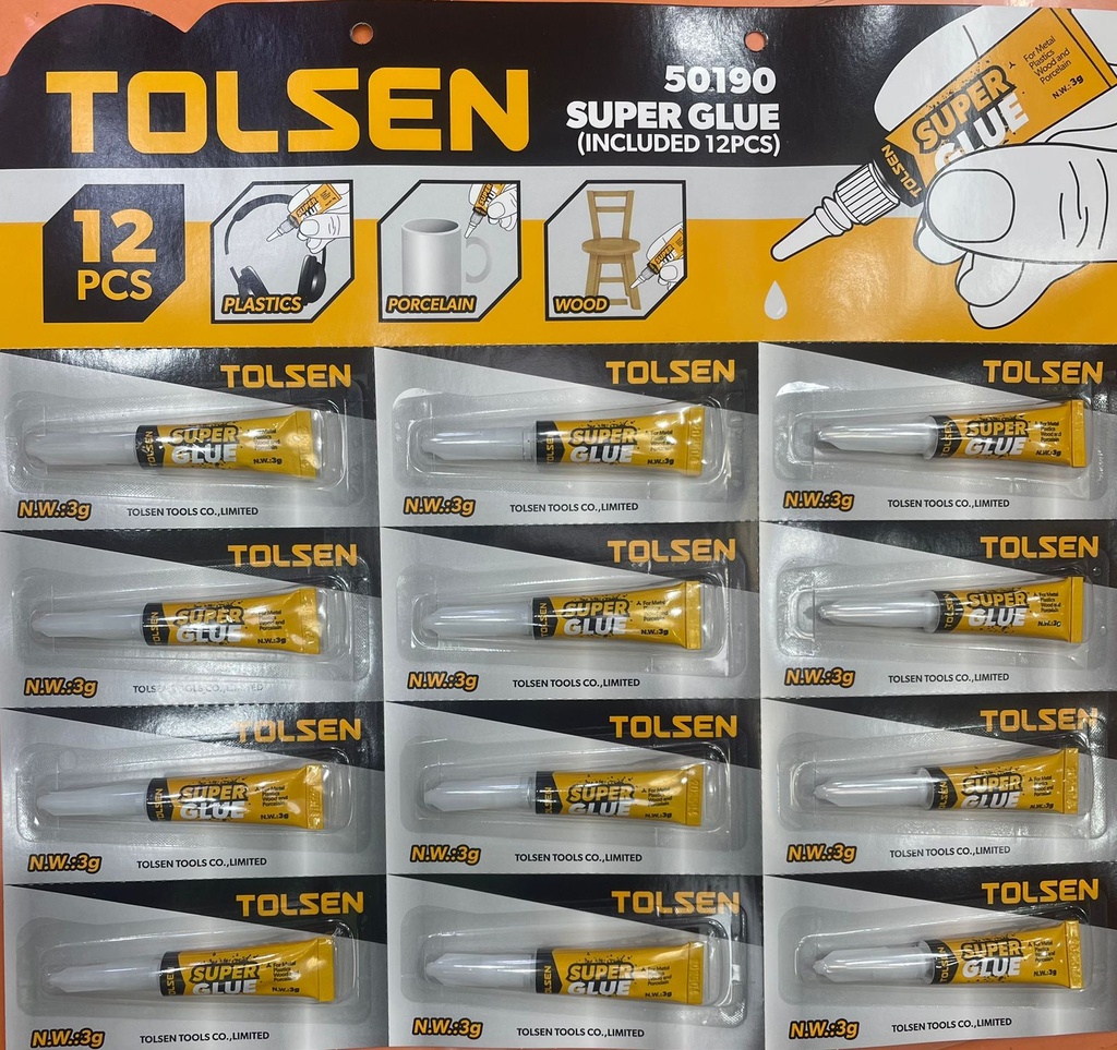 SUPER GLUE TOLSEN 12PCS CARD 