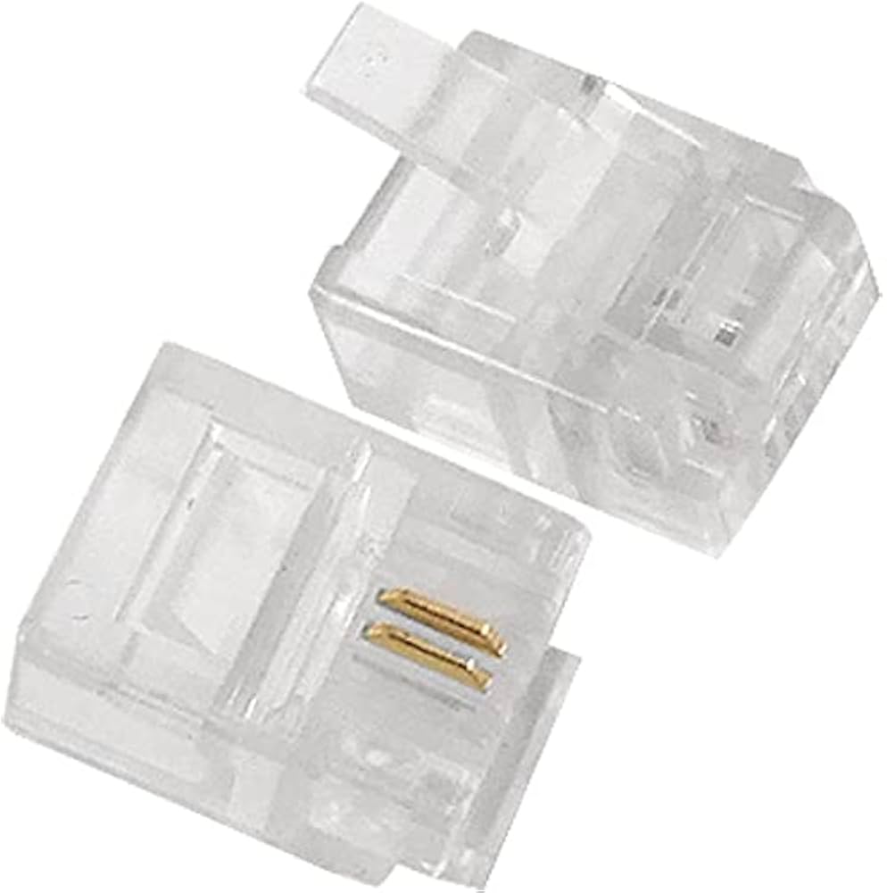 RJ11 2PIN TELEPHONE CONNECTOR BAG 100PC