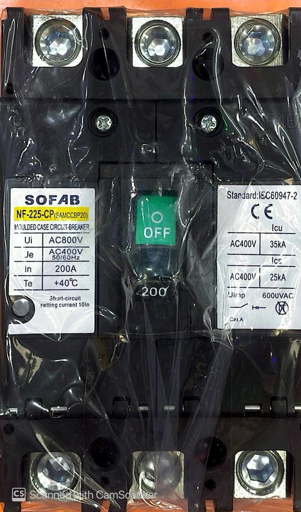 BREAKER 3POL 200AMP BLACK SOFAB NF225CP