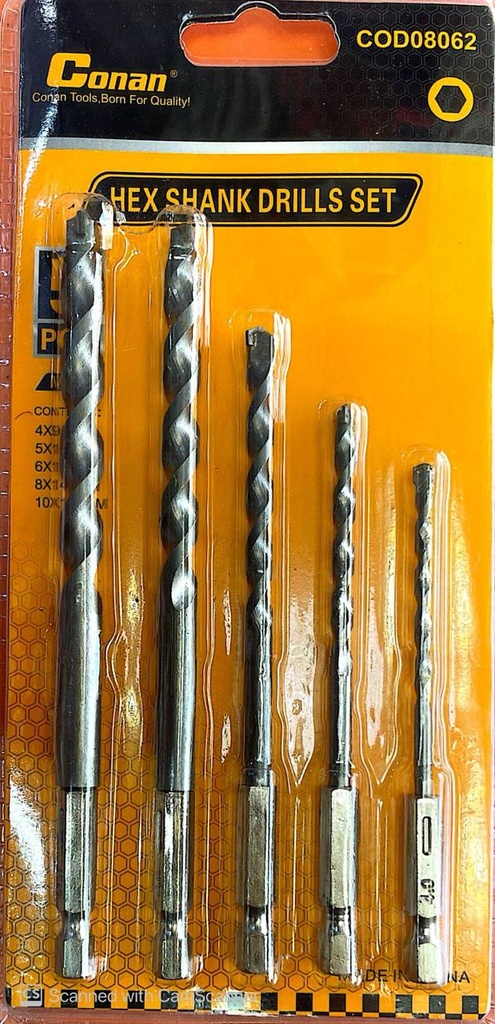 DRILL BIT SET WALL 5PCS COD08062