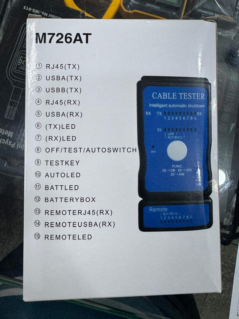CABLE TESTER RJ11/RJ45 M726AT