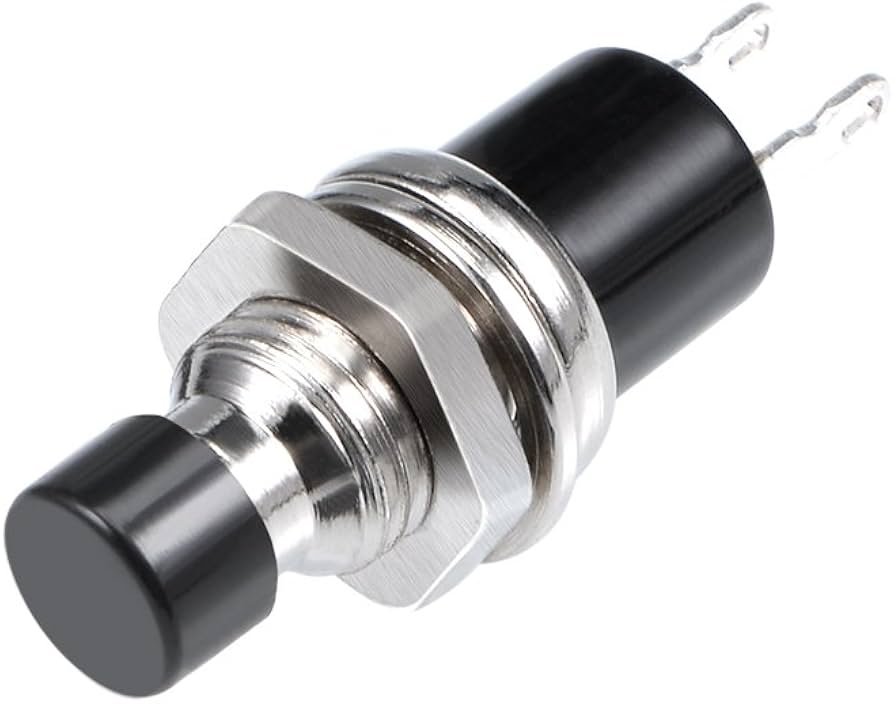 SWITCH PBS-110 7MM PUSH OFF 2PIN BUTTON BLACK NOB  