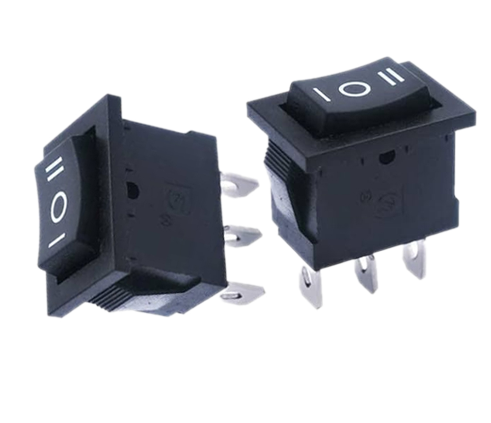 SWITCH KCD1-103 AUTO SMALL 3PIN BLACK PUSH ON