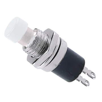 SWITCH PBS-110 7MM PUSH ON 2PIN BUTTON WHITE NOB 