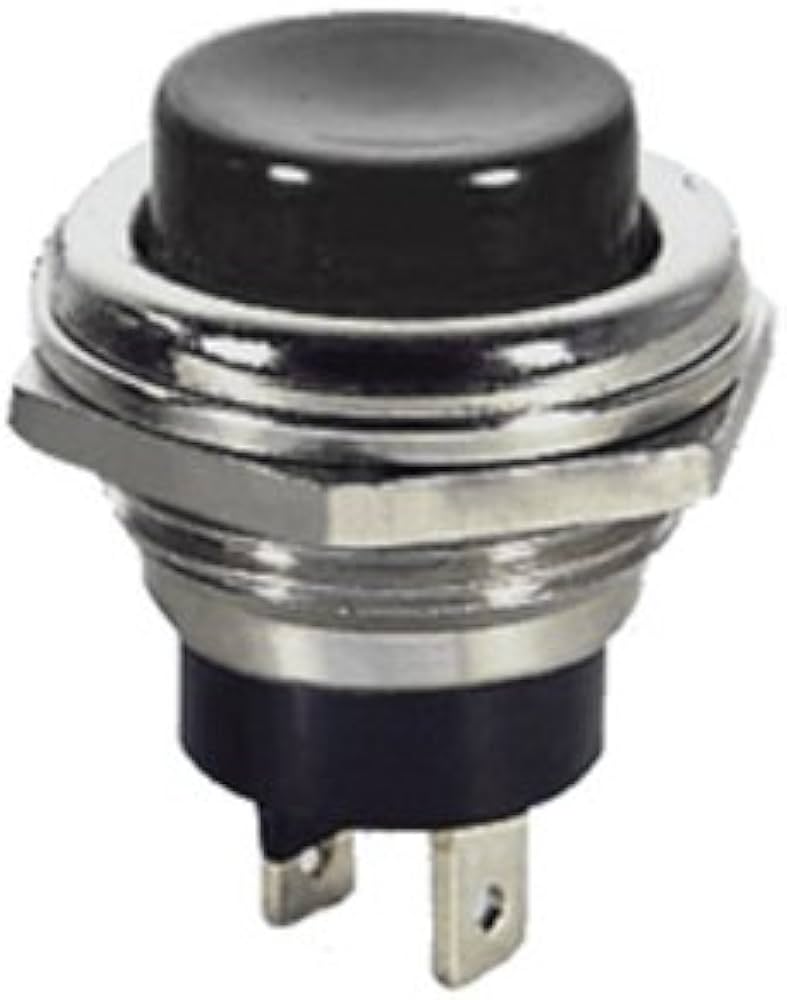 SWITCH DS-212 PUSH ON BLACK METAL B 2PIN 16MM