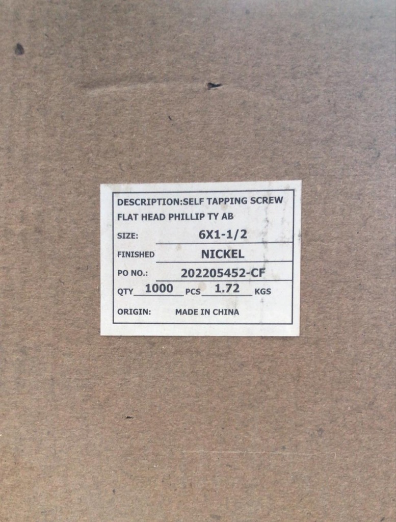 S/C SCREW SLIM CHROME 6X 1-1/2 202205452-CF