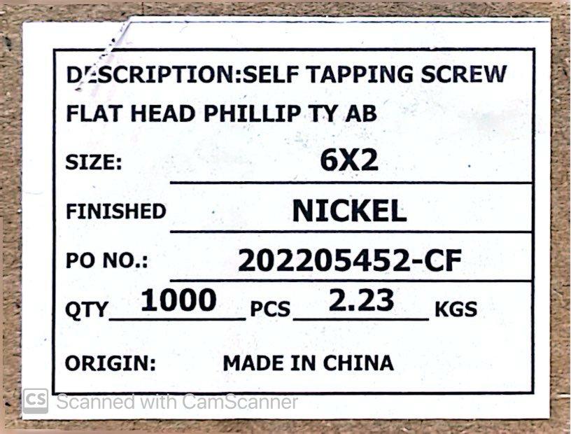 S/C SCREW SLIM CHROME 6X2 5CM