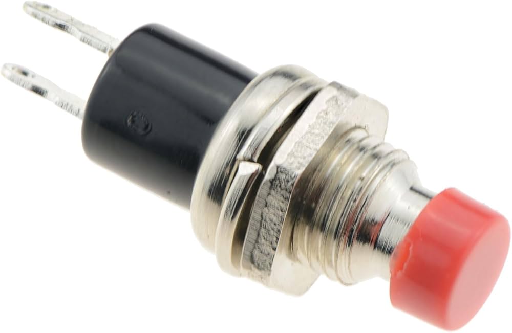 SWITCH PBS-110 7MM PUSH OFF 2PIN BUTTON RED NOB 