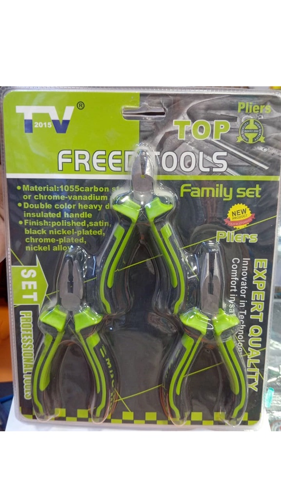 PLIER SET GREEN TOP 3PC 