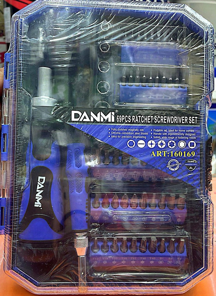 SCREW DRIVER RATCHET SET 69PCS 160169