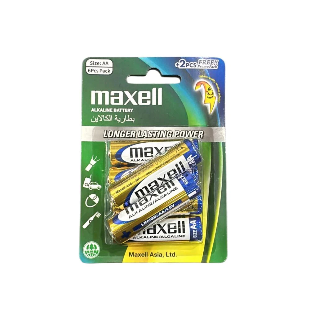 MAXCELL ALKALINE  AA LR06 4B+2 BATTERY