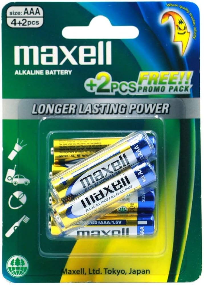 MAXCELL ALKALINE AAA LR03 4B+2 BATTERY