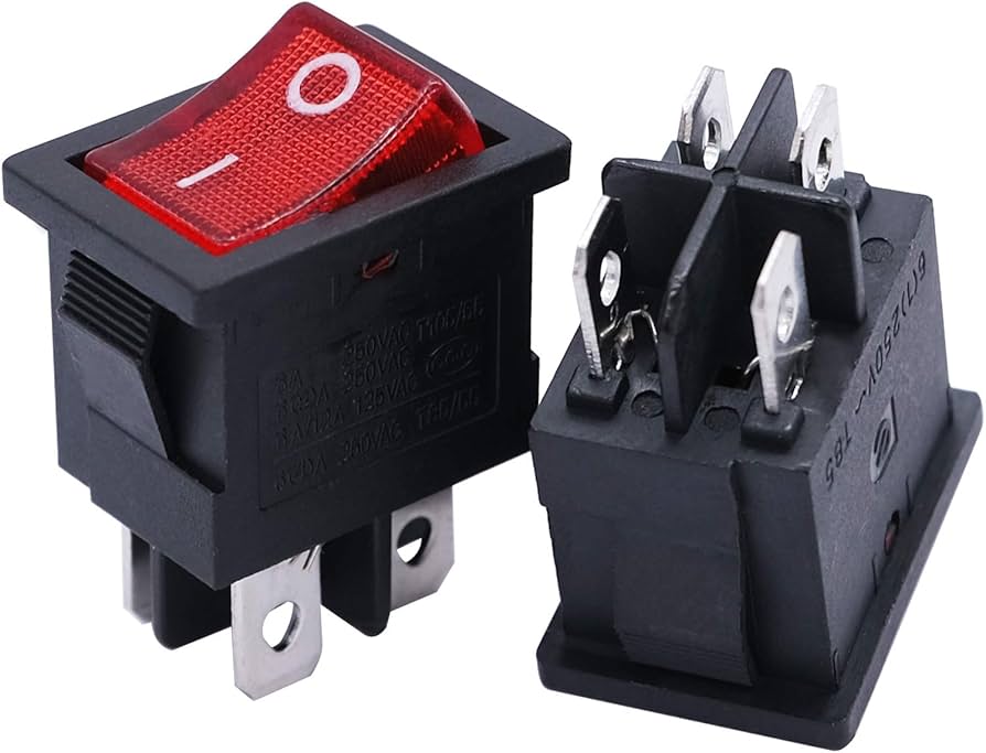 SWITCH KCD1-104 ON OFF 4PIN RED SMALL 