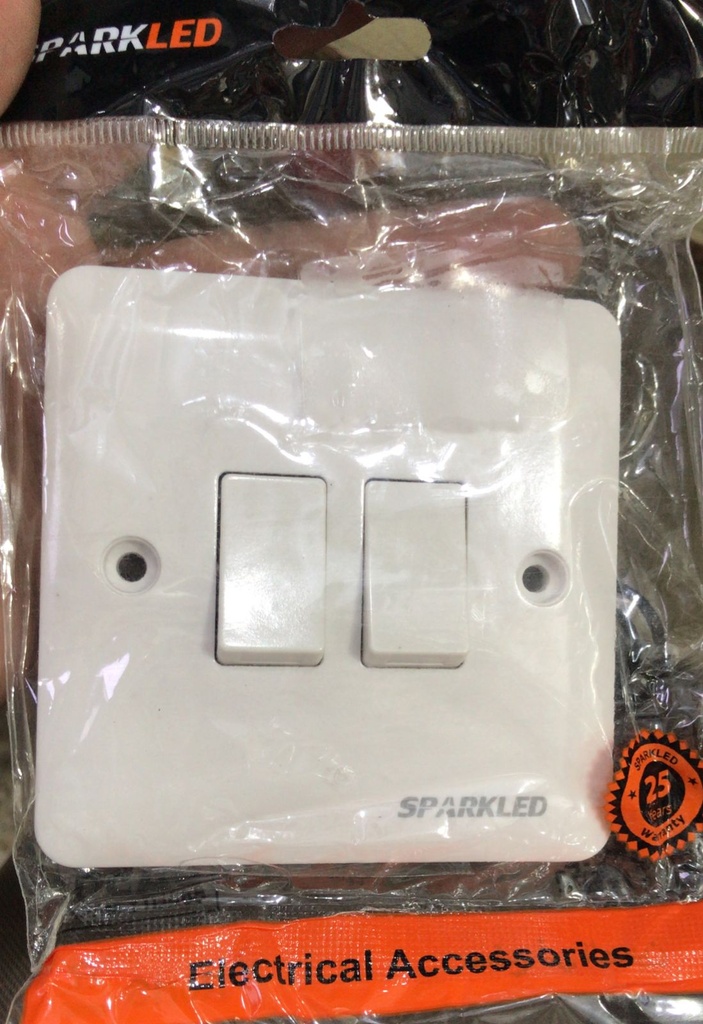 ON OFF SWITCH 2GANG 2WAY 7X7 SPARK LED 
