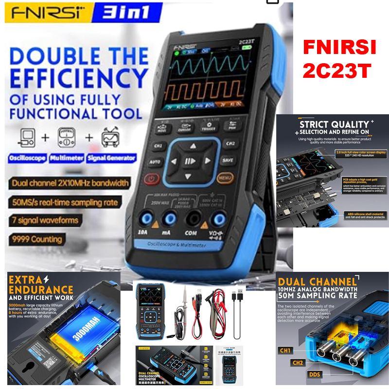 FNIRSI-2C23T OSCILLOSCOPE DUAL CHANNEL MULTI METER