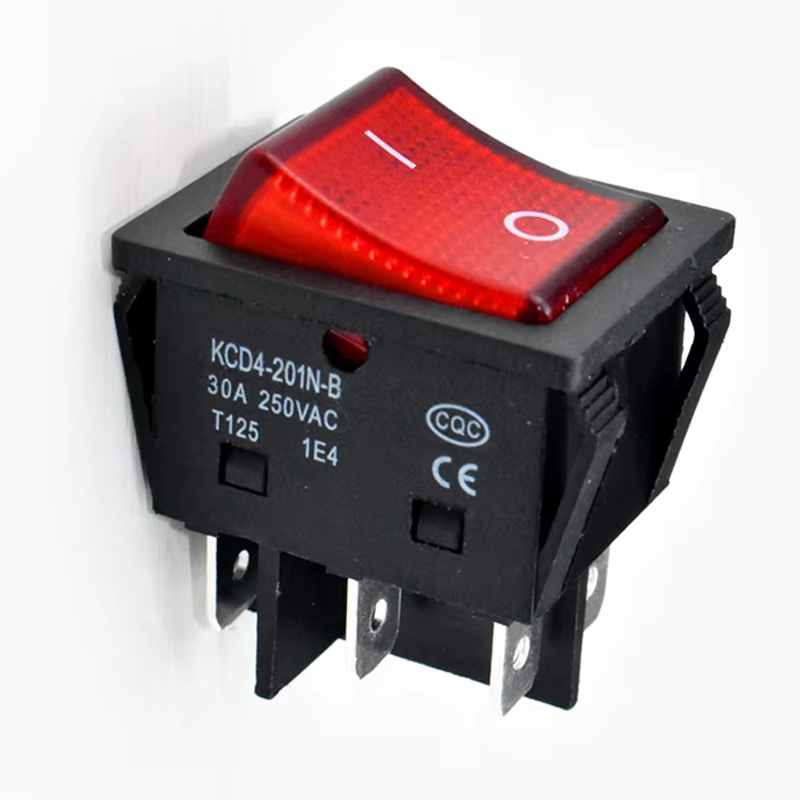 KCD4-201N-B 30A RED SWITCH ON OFF 6PIN 
