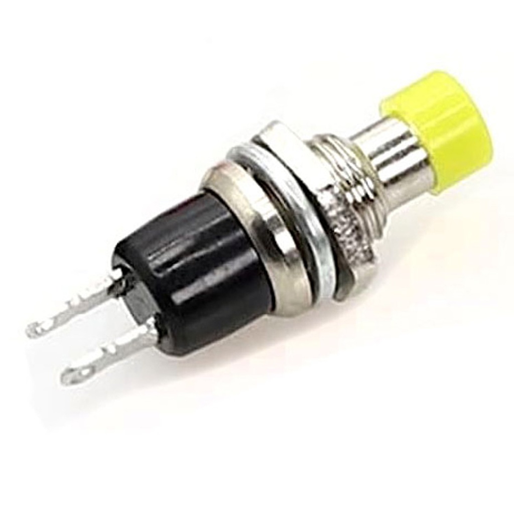 SWITCH PBS-110 7MM PUSH OFF 2PIN BUTTON YELLOW NOB 