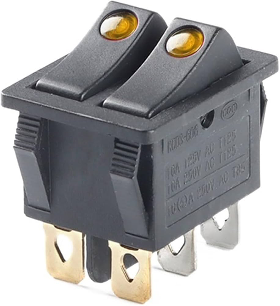 KCD3 SWITCH ON OFF 6PIN DOUBLE WITH ORANGE LED
