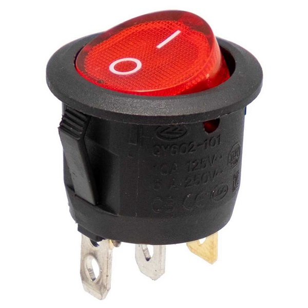 QY602-101 SWITCH 6A ROUND 3PIN RED