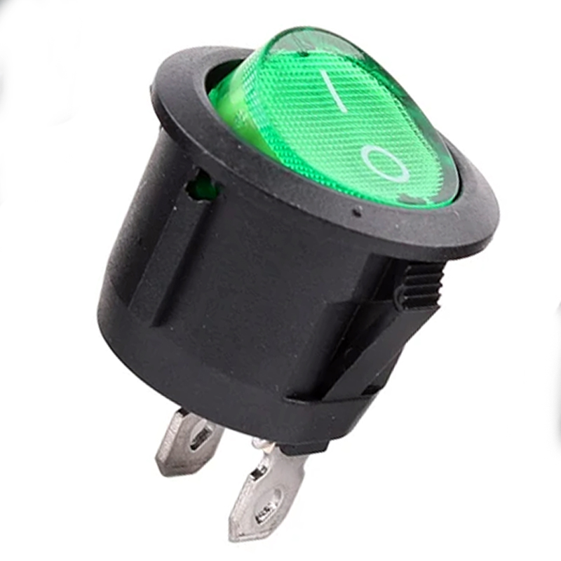 QY602-101 ON/OFF 2PIN ROUND GREEN
