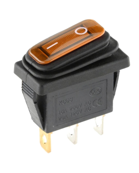SWITCH KCD3 ON OFF WATER PROOF 3PIN YELLOW