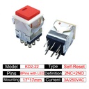 SWITCH KD2-22 PUSH ON 8PIN SQUARE RED