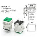SWITCH KD2-22 PUSH ON 8PIN SQUARE GREEN