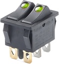 KCD3 SWITCH ON/OFF 6PIN DOUBLE WITH LED GREEN 